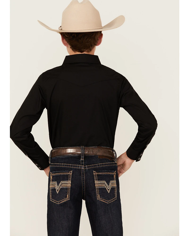 Gibson Trading Co Boys' Solid Long Sleeve Pearl Snap Western Shirt