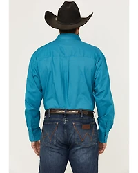 George Strait by Wrangler Men's Solid Long Sleeve Button-Down Stretch Western Shirt