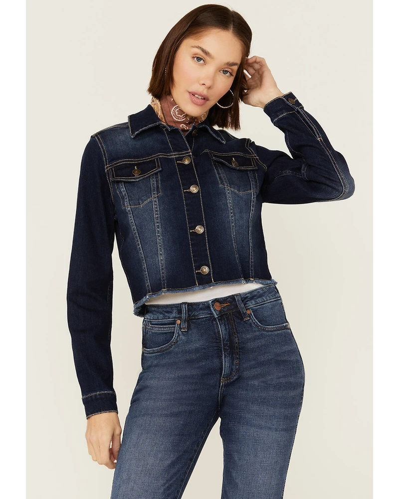 Shyanne Women's Southwestern Embroidered Cropped Denim Jacket