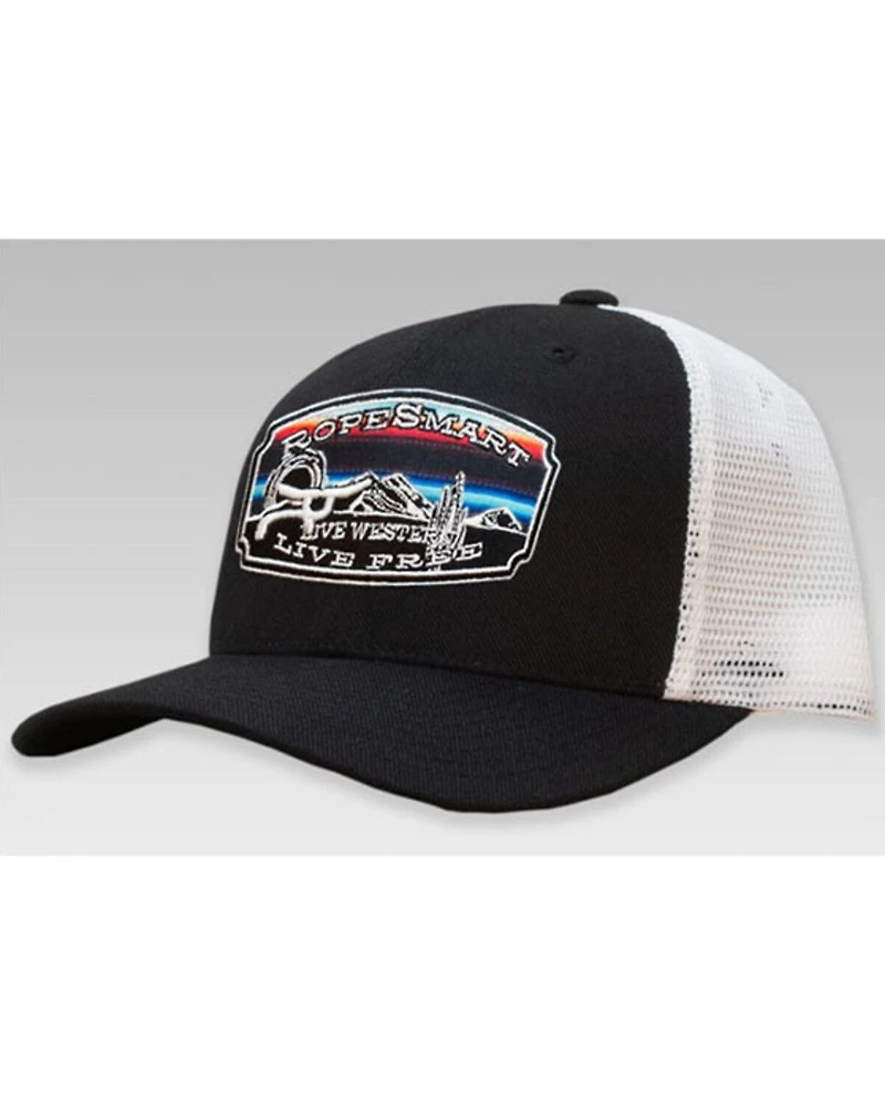 RopeSmart Men's Black & White Serape Embroidered Logo Patch Mesh-Back Ball Cap