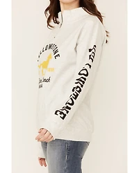 Paramount Network's Yellowstone Women's Gray 1/4 Zip Horse Graphic Pullover Sweatshirt
