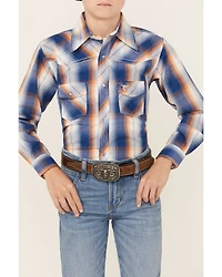 Cowboy Hardware Boys' Plaid Print Long Sleeve Pearl Snap Western Shirt