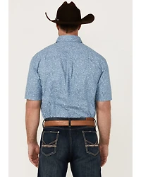 George Strait by Wrangler Men's Paisley Print Short Sleeve Stretch Western Shirt