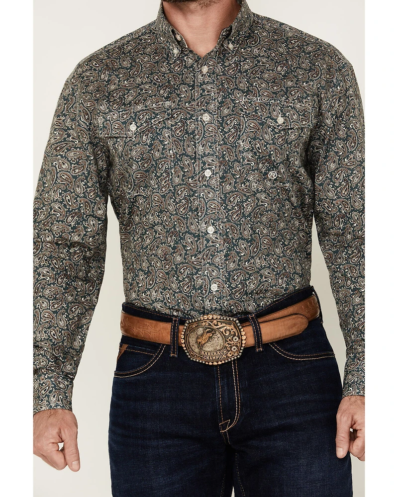 Roper Men's Amarillo Paisley Print Long Sleeve Button-Down Western Shirt