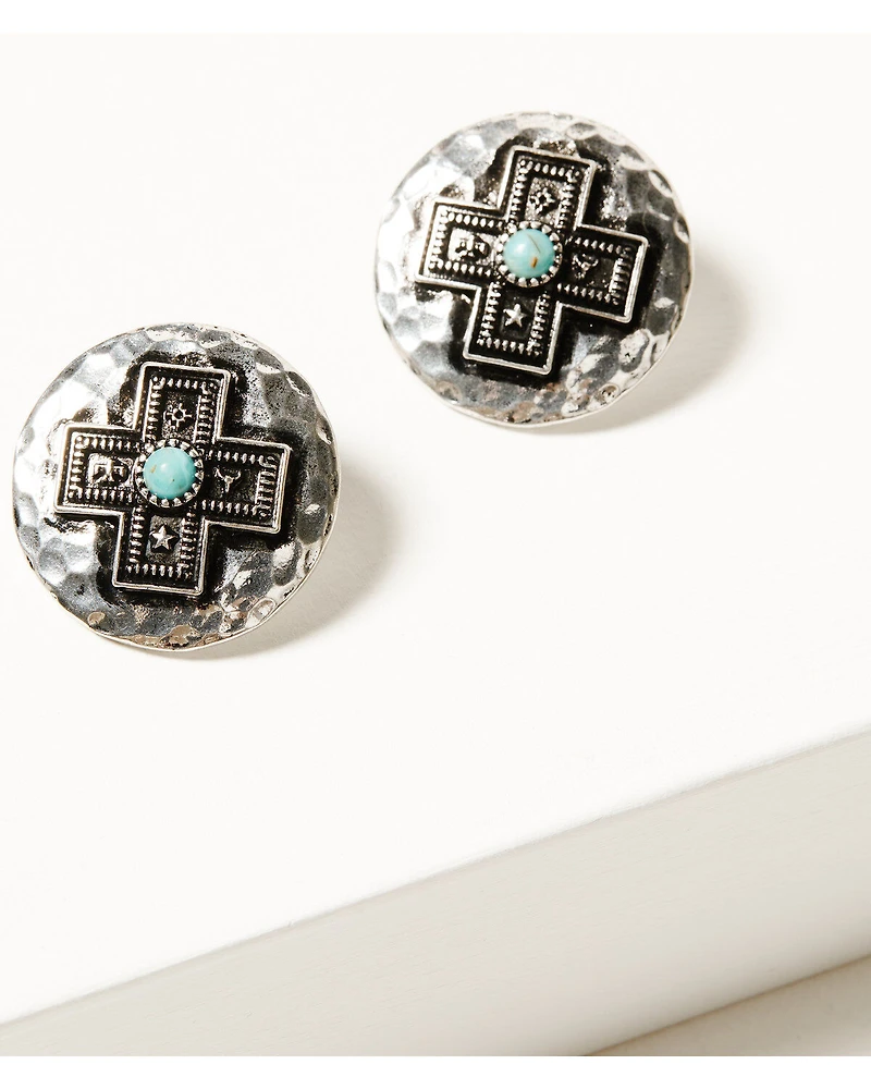 Shyanne Women's Southwestern Antique Cross Stud Earrings