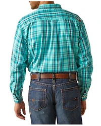 Ariat Men's FR Bobcat Logo Plaid Print Long Sleeve Button-Down Work Shirt