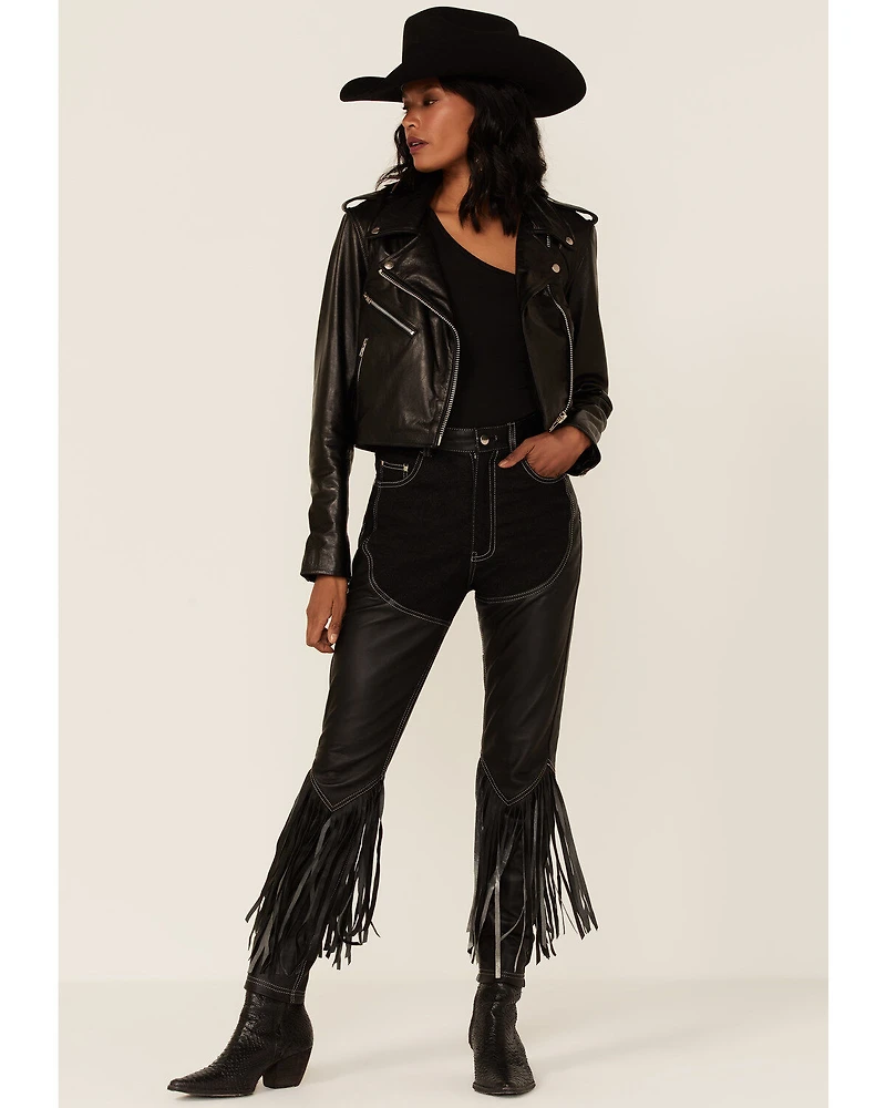 Understated Leather Women's Cowboy Denim & Fringe Chap Jeans