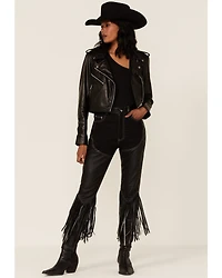 Understated Leather Women's Cowboy Denim & Fringe Chap Jeans