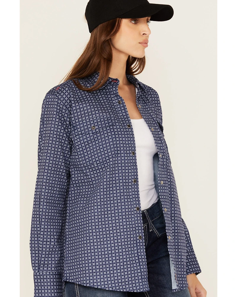 Ariat Women's FR Beverly Geo Print Long Sleeve Snap Work Shirt