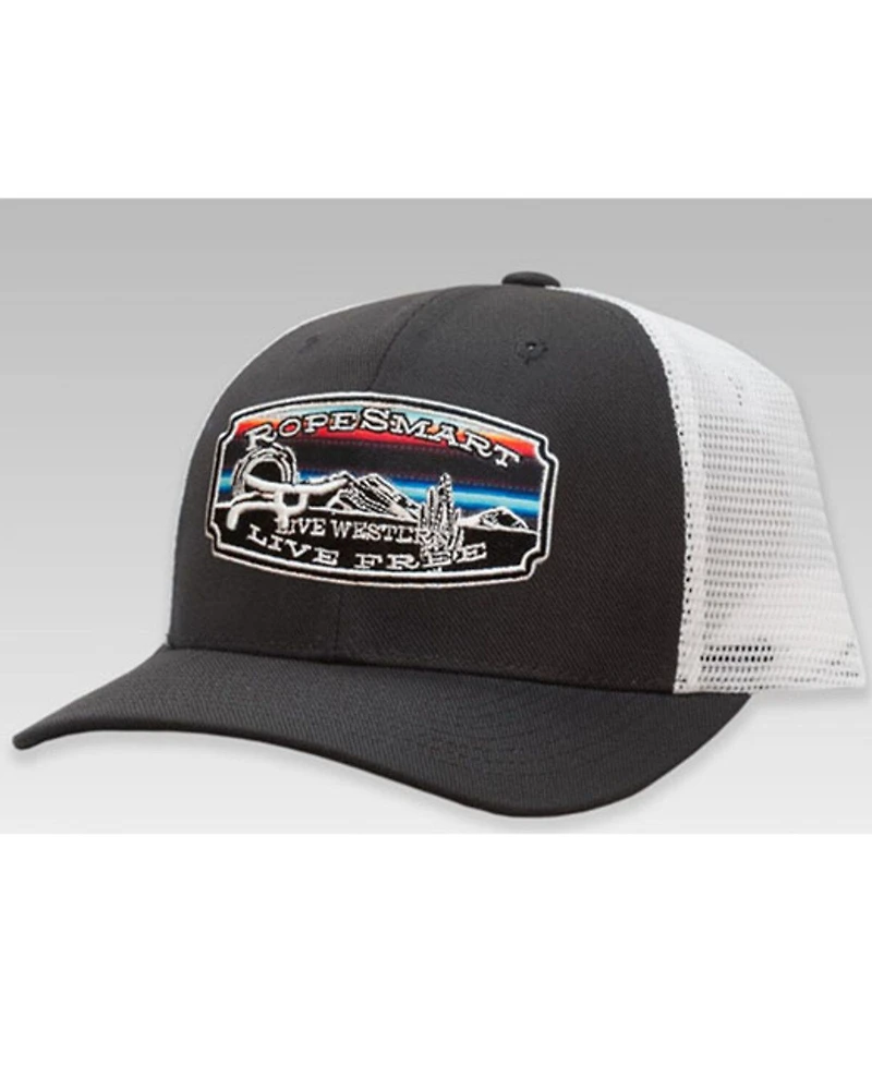 Ropesmart Men's Gray Serape Live Free Embroidered Patch Mesh-Back Ball Cap