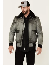 Understated Leather Men's Spirit Distressed Cowhide Zip-Front Bomber Jacket