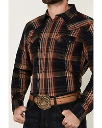 Cody James Men's Trouble Plaid Print Long Sleeve Snap Western Shirt - Big