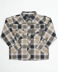 Cowboy Hardware Toddler Boys' Hombre Plaid Print Long Sleeve Snap Stretch Western Shirt