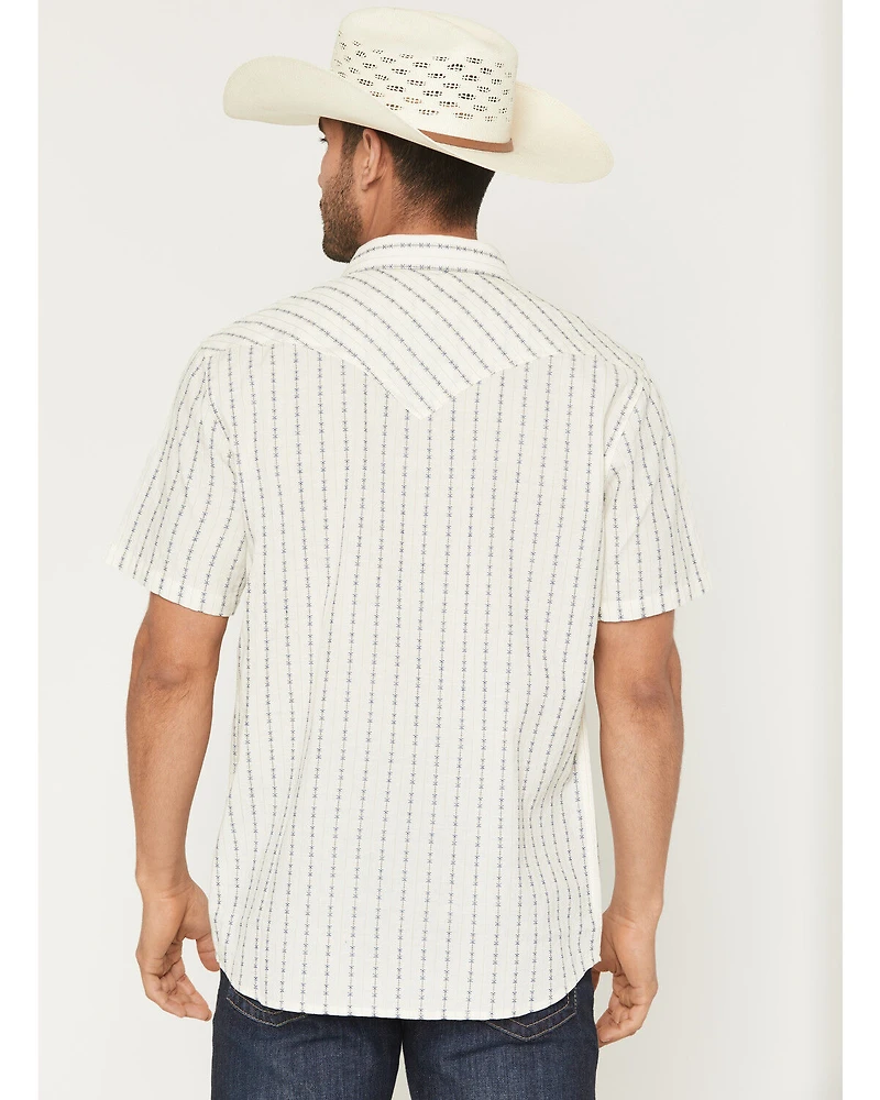 Moonshine Spirit Men's Happy Hour Striped Short Sleeve Snap Western Shirt