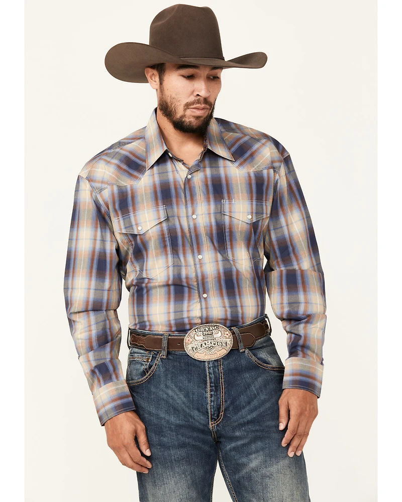 Roper Men's Amarillo Plaid Print Long Sleeve Pearl Snap Western Shirt