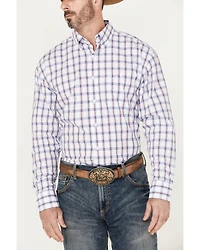 George Strait by Wrangler Men's Plaid Print Long Sleeve Button-Down Western Shirt - Big