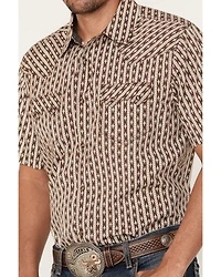 Moonshine Spirit Men's Diamond Striped Short Sleeve Snap Western Shirt