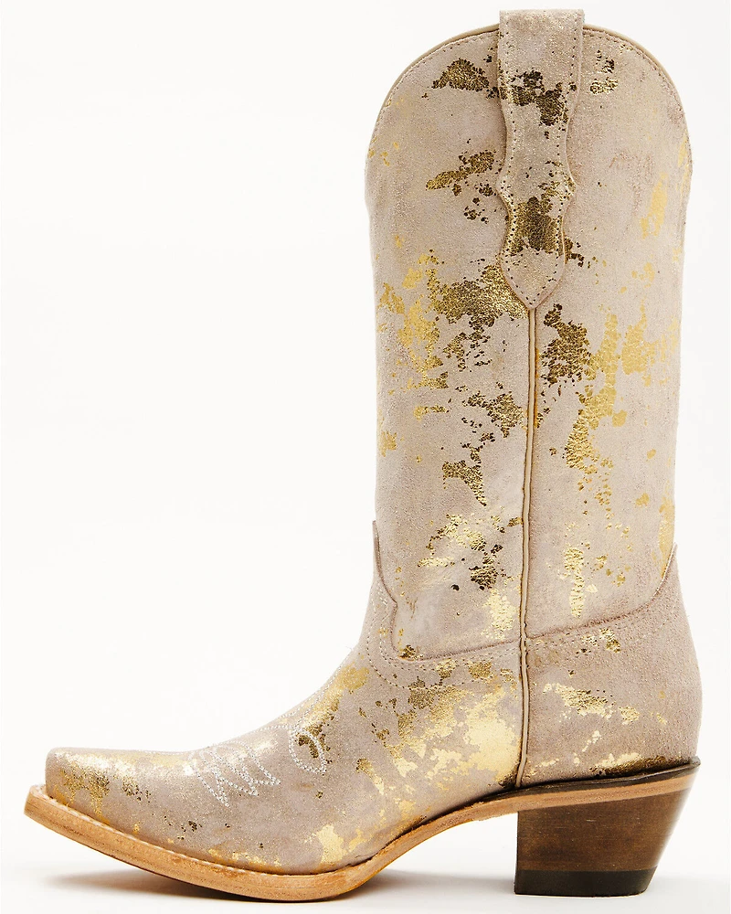 Corral Girls' Golden Touches Suede Western Boots - Snip Toe
