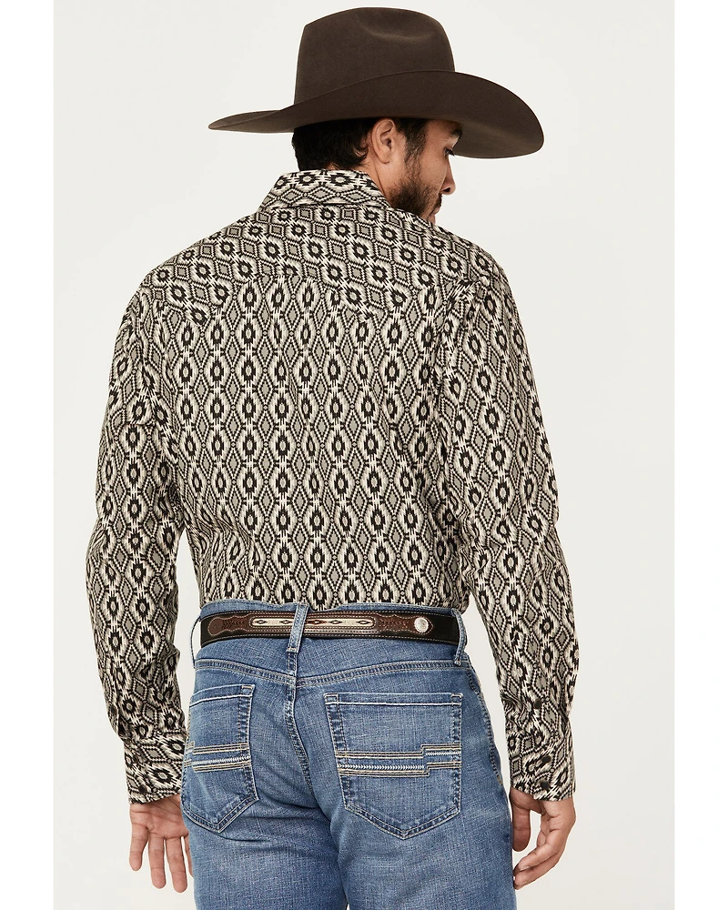 Rock & Roll Denim Men's Southwestern Print Vintage Long Sleeve Snap Western Shirt