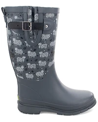 Western Chief Women's Black Sheep Faux Fur Tall Rain Boots