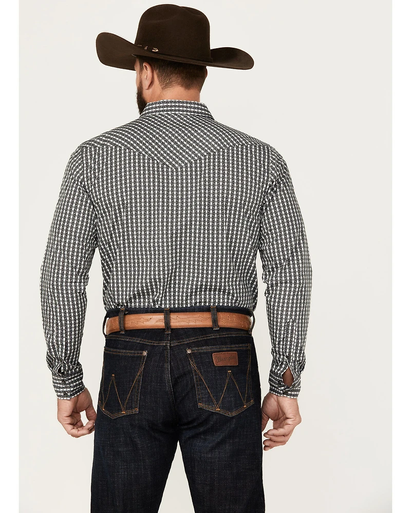 Gibson Trading Co Men's Cube Plaid Print Long Sleeve Snap Western Shirt