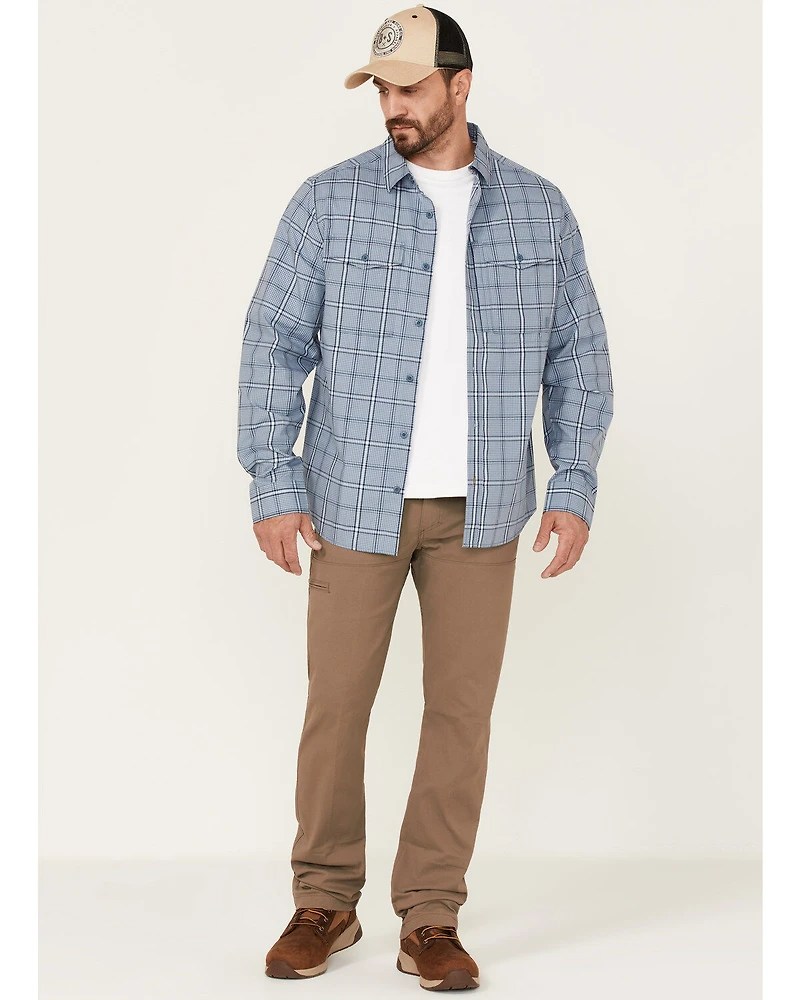 Brothers and Sons Men's Plaid Performance Long Sleeve Button-Down Western Shirt