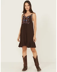 Shyanne Women's Embroidered Crinkle Sleeveless Mini Dress