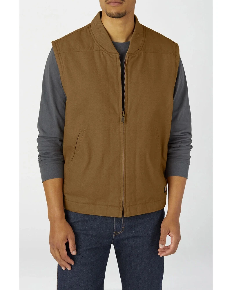 Dickies Men's Rinsed Brown Brushed Sherpa Duck Work Vest