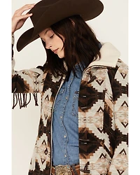Powder River Outfitters Women's Southwestern Jacquard Fringe Coat