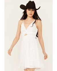 Angie Women's Eyelet Knot Front Mini Dress