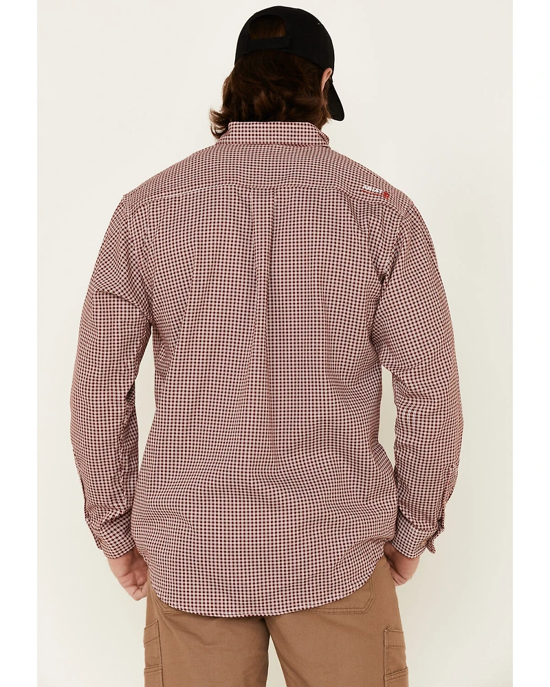 Ariat Men's FR Plaid Print Long Sleeve Work Shirt - Big & Tall