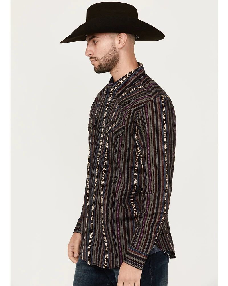 Moonshine Spirit Men's Towers Vertical Dobby Striped Print Long Sleeve Snap Western Shirt