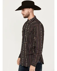 Moonshine Spirit Men's Towers Vertical Dobby Striped Print Long Sleeve Snap Western Shirt