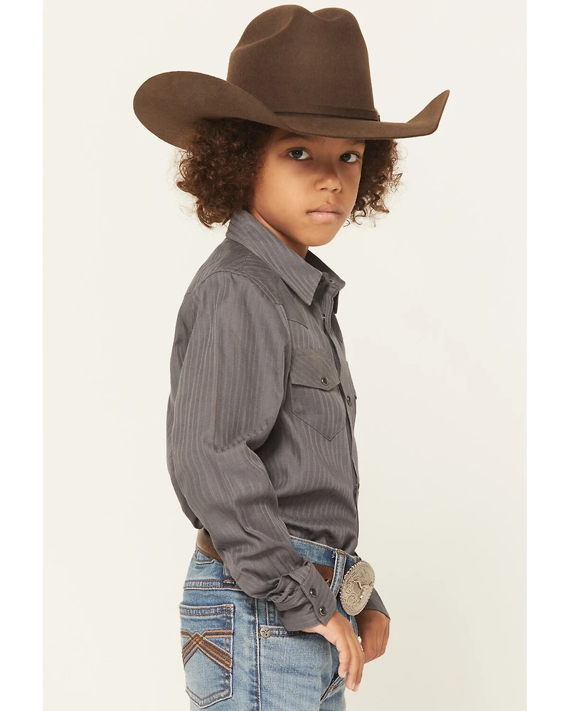 Gibson Trading Co Boys' Striped Long Sleeve Pearl Snap Western Shirt