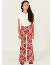 Panhandle Girls' Bandana Print Flare Stretch Denim Jeans