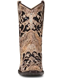 Corral Women's Brown Inlay Western Booties - Snip Toe