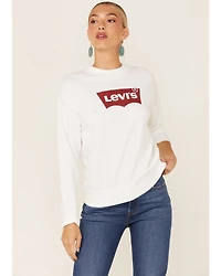 Levis Women's White Batwind Logo Crew Sweatshirt
