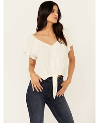 Idyllwind Women's Tern Flutter Sleeve Tie Front Top