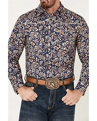 Cowboy Hardware Men's Paisley Print Long Sleeve Pearl Snap Western Shirt