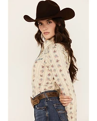 Roper Women's Floral Striped Long Sleeve Snap Western Shirt