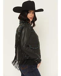 Idyllwind Women's Nance Studded Fringe Faux Leather Jacket