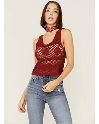 Saints & Hearts Women's Rust Crochet Knit Tank