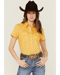 Wrangler Retro Women's Floral Print Short Sleeve Pearl Snap Western Shirt