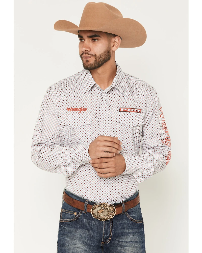 Wrangler Men's PBR Logo Long Sleeve Snap Western Shirt