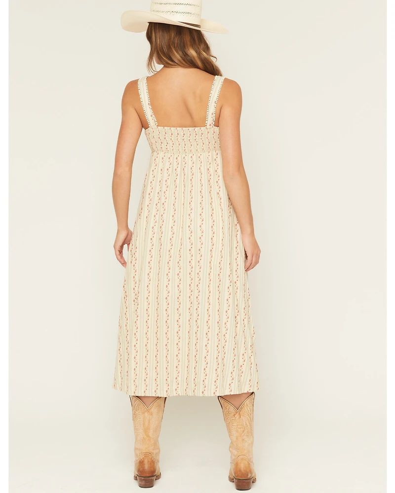 Listicle Floral Wallpaper Print Sleeveless Midi Dress