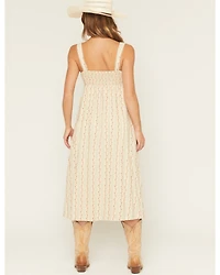 Listicle Floral Wallpaper Print Sleeveless Midi Dress