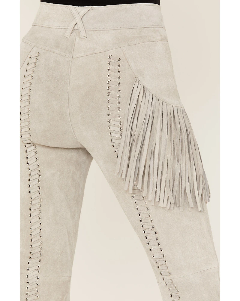 Wonderwest Women's Leather Fringe Pants
