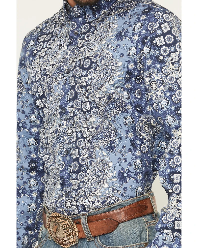 Cody James Men's Ride 'Em Cowboy Paisley Print Long Sleeve Button-Down Stretch Western Shirt