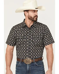 Cody James Men's Alpine Southwestern Stripe Print Short Sleeve Snap Western Shirt