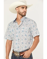 Roper Men's West Made Paisley Print Short Sleeve Pearl Snap Western Shirt